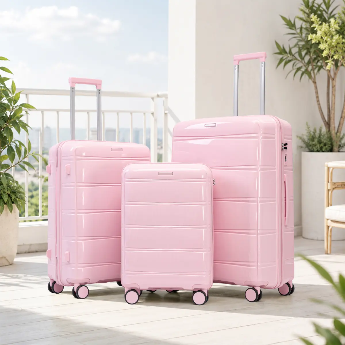 Luggage Sets 3 Piece Hardshell 20"/24"/28" Suitcase with Wheels Hardside Suitcase Set with TSA Lock Large Travel Luggage Set for Women,Pink