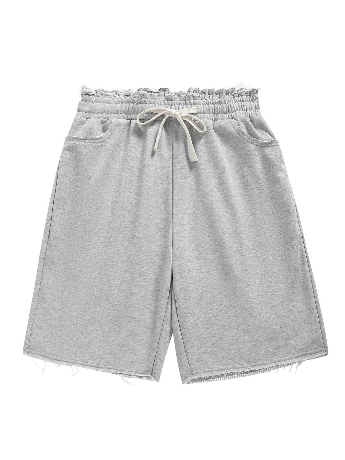 Men's Street Style Raw Hem Solid Color Shorts, Basic High-Street Skateboard Style, Summer Casual Wear, Shorts