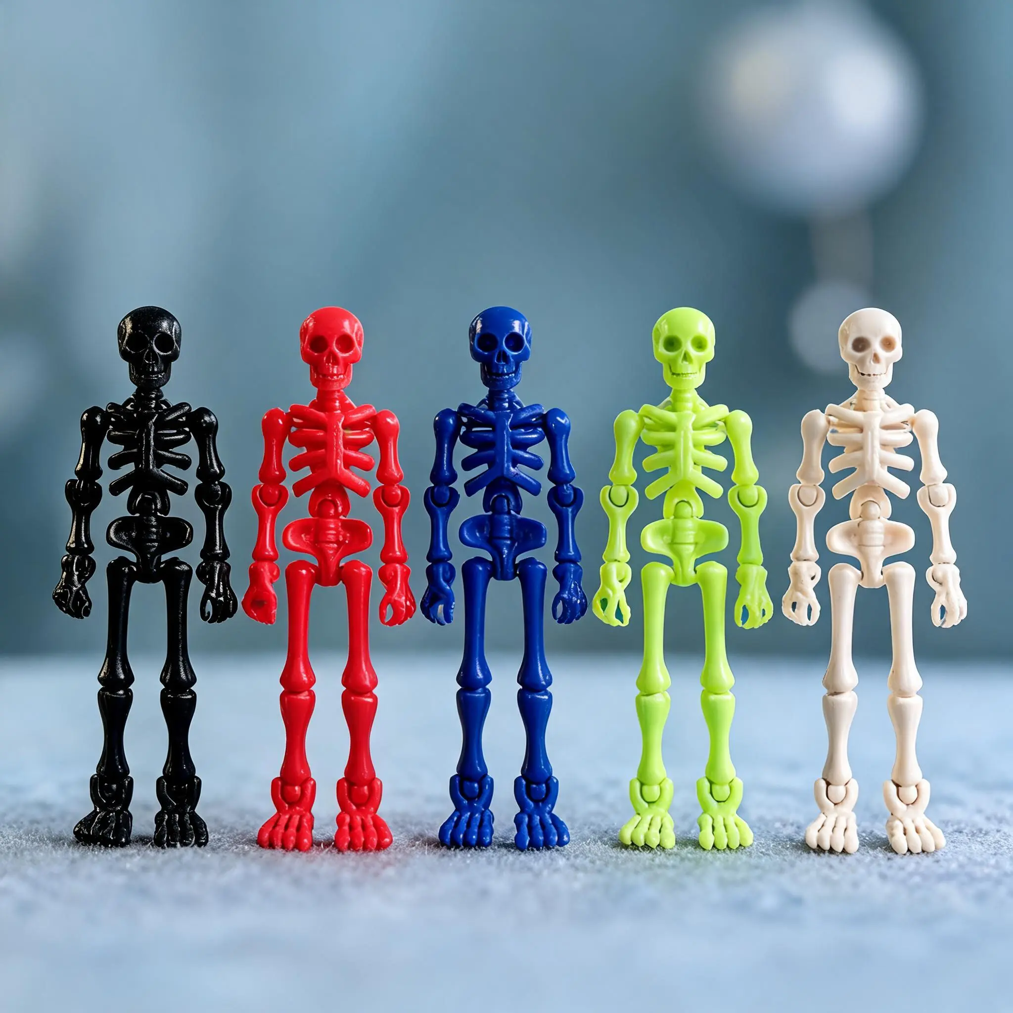 Set of 5 Colorful Skeleton Models with Movable Joints, DIY Skeleton Figurines Ornaments for Home Decor, Decorative Home Ornament, Game Simulation Prop, Perfect for Holidays and Birthdays
