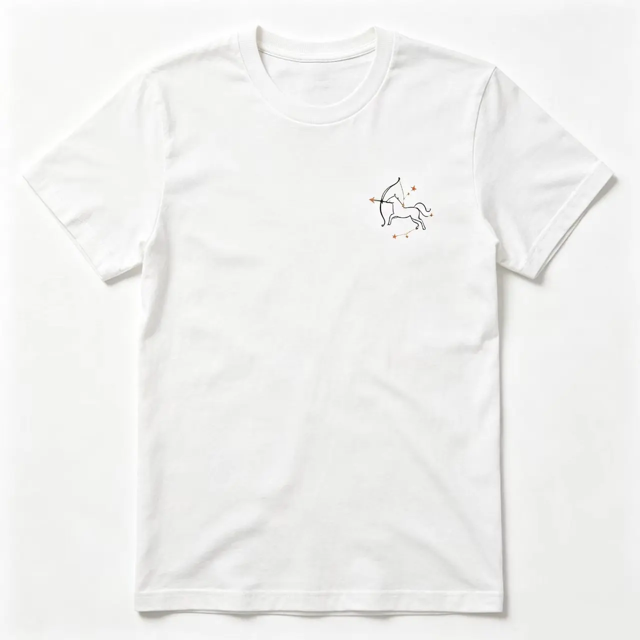 Women's Short-Sleeve Breathable Classic Distressed Minimal Sagittarius Centaur Constellation Small Chest Graphic Oversized Cotton T-Shirt - Casual Fashion Outfit, Valentine/Birthday Gift for Lovers