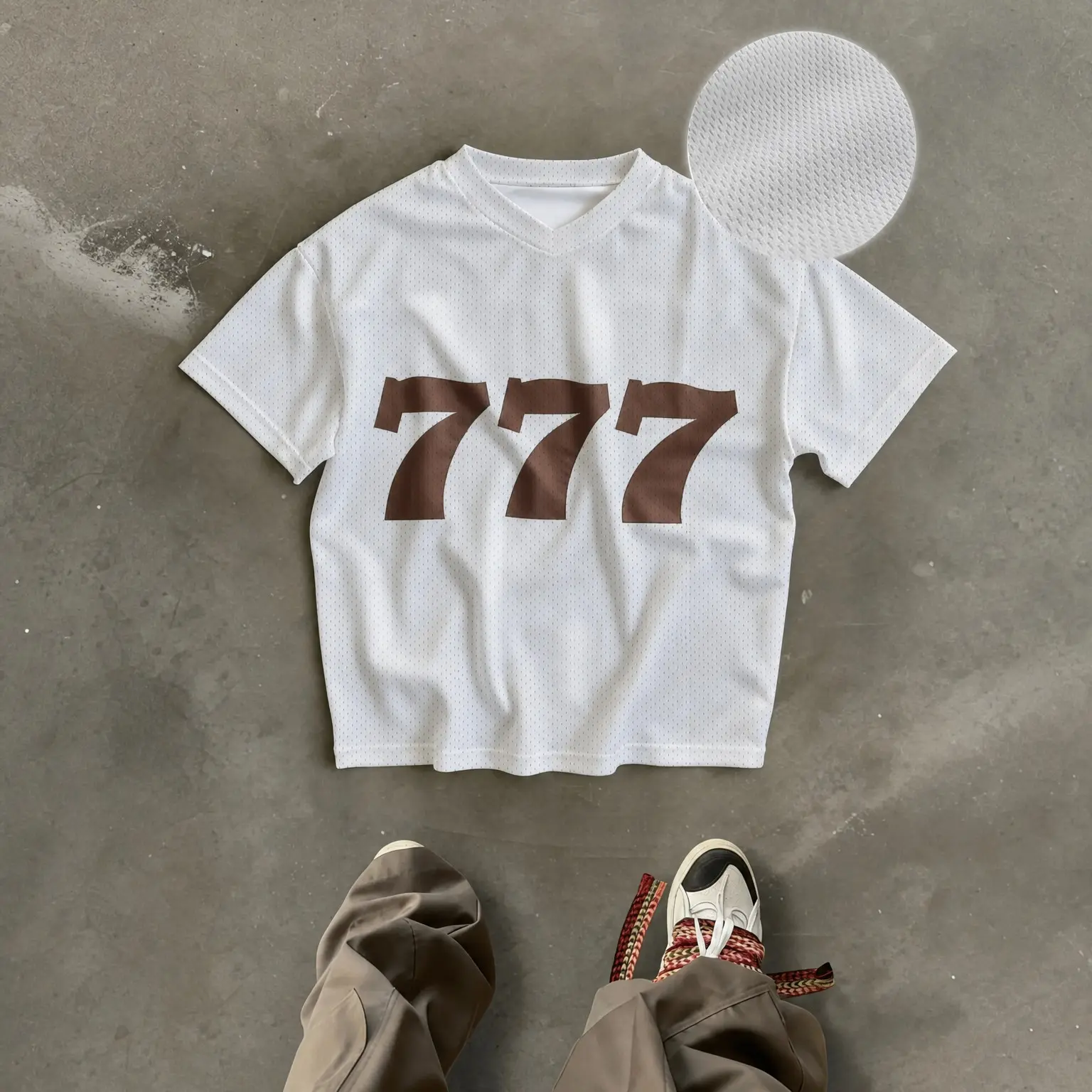 Men's Vintage "777" Graphic Mesh T-Shirt — V-Neck, Short-Sleeve, Breathable Top. Ideal for Streetwear and Athletic Settings; Perfect for Daily Wear and Game Days.