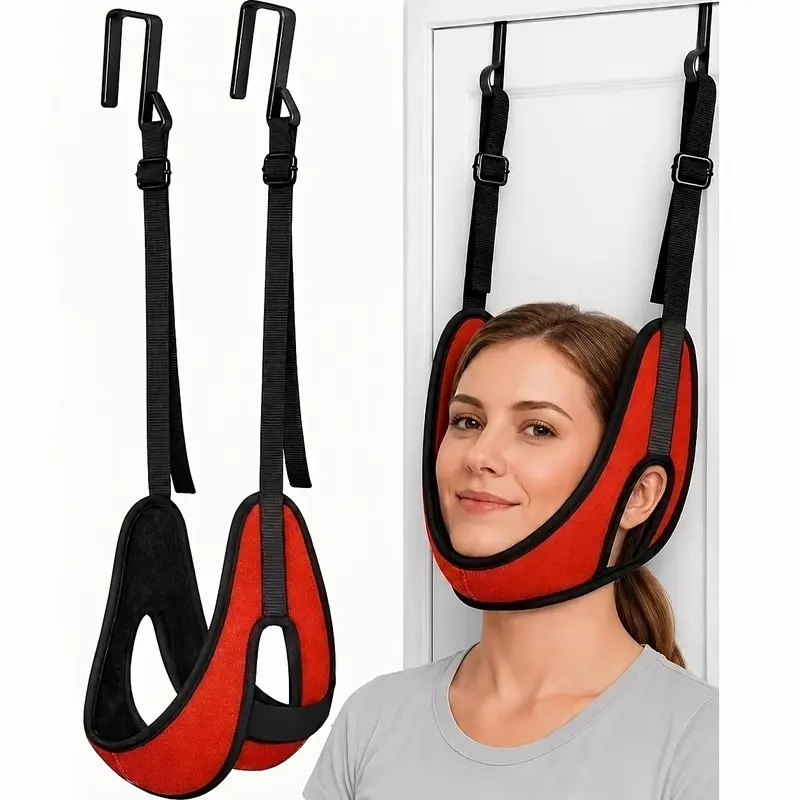 Over Door Cervical Traction Strap, Neck Hammock Portable Neck Traction Device for Home Use, Neck Stretcher Sling for Neck Pain Relief, Adjustable Door Hanging Neck Support Brace, Cervical Rest