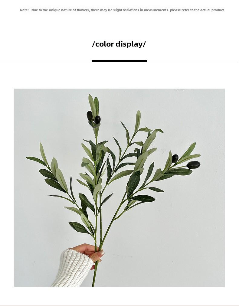4-pronged artificial olive leaf, artificial green plant with fruit, olive branch, green tree branch