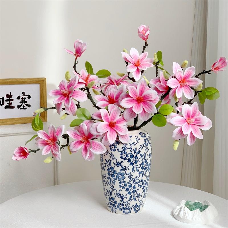 Luxurious Realistic New Chinese Style Magnolia Artificial Flowers, Zen Home & Hotel Decor Floral for Cross-Border