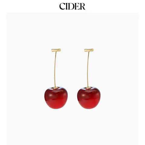 Cider [one-size] Cute Cherry Drop Earrings