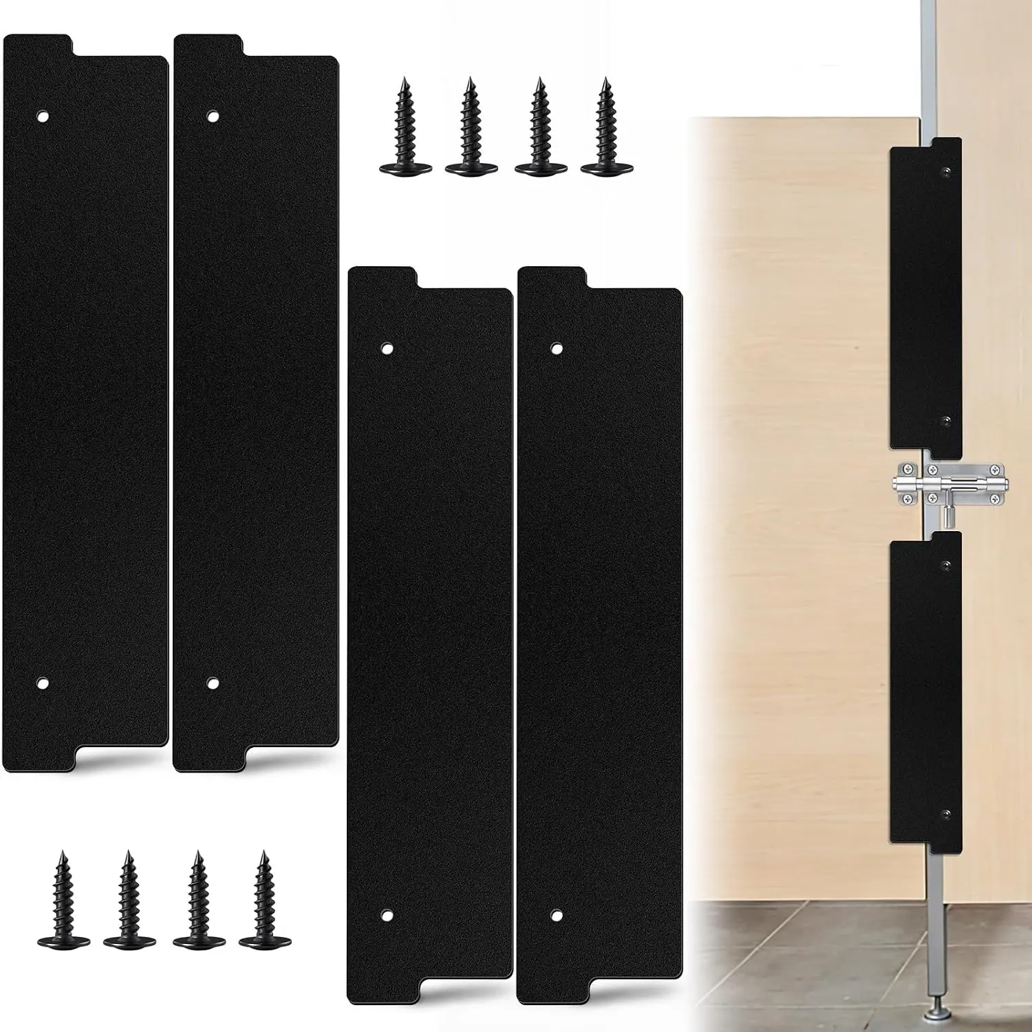 4 Pack Bathroom Stall  Strip, 17.3” X 3.8” Restroom  Gap Cover, Black Restroom Partitions, Stall Gap Filler for Public Bathroom (4, 17.3” X 3.8”)