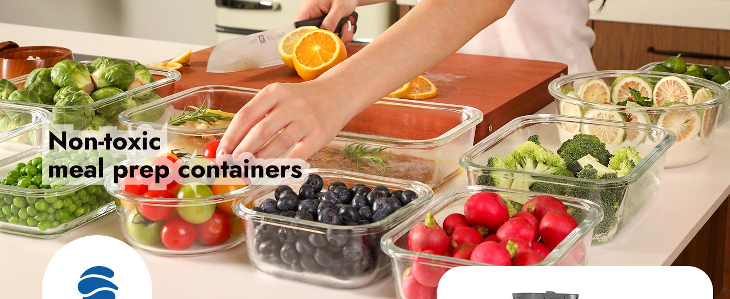 12-Pack Glass Containers with Tempered Lids – Borosilicate, Oven-Safe(-4°F~950°F), Airtight, BPA-Free, Multi-Size for Meal Prep, Dishwasher Safe (Gray)