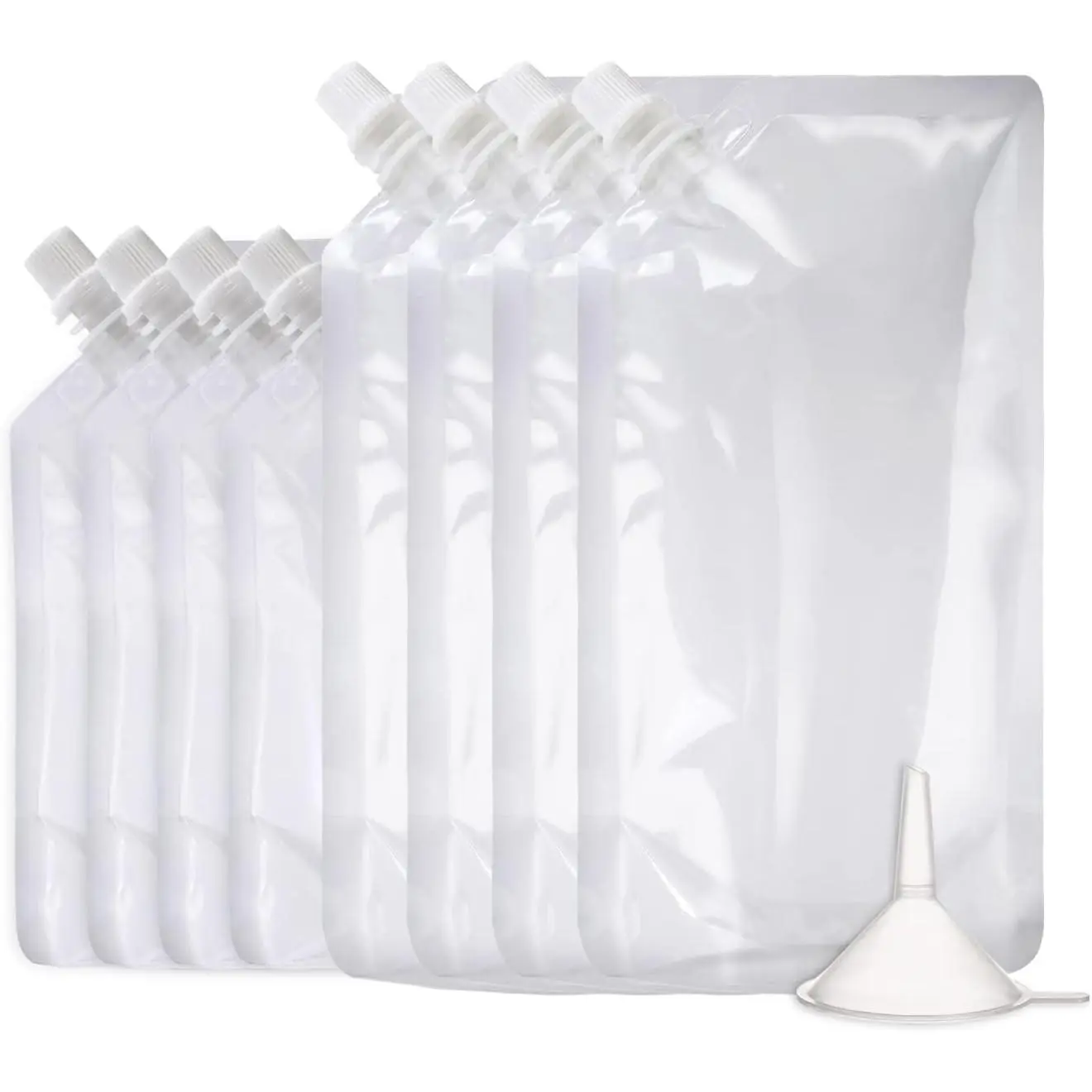 Alcohol Pouches for Liquor,Reusable Drink Pouches for Adults Alcohol Drinking Flasks,Concealable Plastic Liquor Bags with Funnel,Plastic Travel Flasks (8OZ4 + 16OZ4)