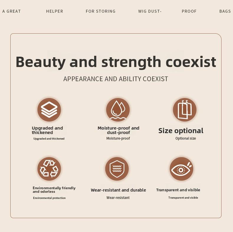 Portable Waterproof Wig Storage Bag Travel Friendly Dustproof Cosplay Hair Display Case with Clear Window