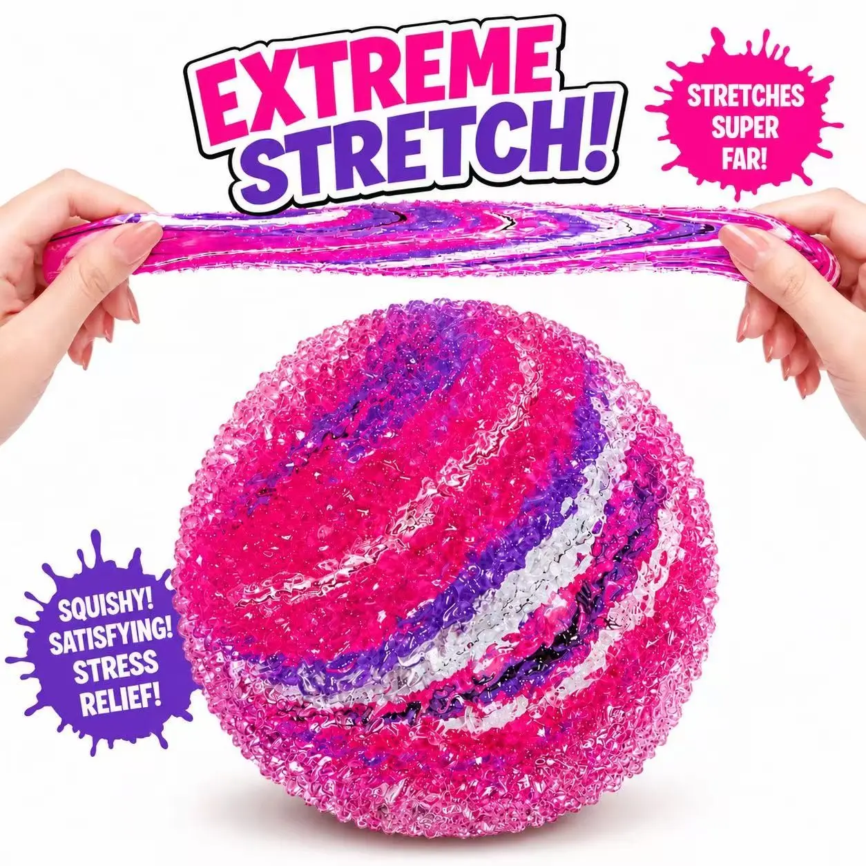 Viral Stretchy Squishy Ball, Super Stretch Stress Relief Toy, Sensory Fidget Toy for Anxiety Relief, ASMR Squeeze Toy for Teens & Adults, Soft Stress Ball