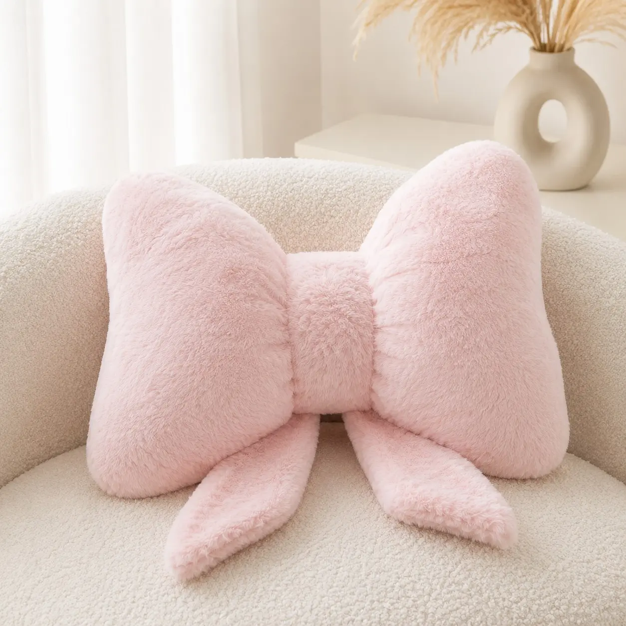 1pc Pink Bow Shaped Ultra Soft Plush Throw Pillow, Coquette Aesthetic Faux Fur Fluffy Cushion, Cute 3D Bow Decorative Pillow for Bedroom, Living Room, Dorm, Office & Lounge, Perfect Cozy Gift for Home Decor Lovers, Valentine’s Day
