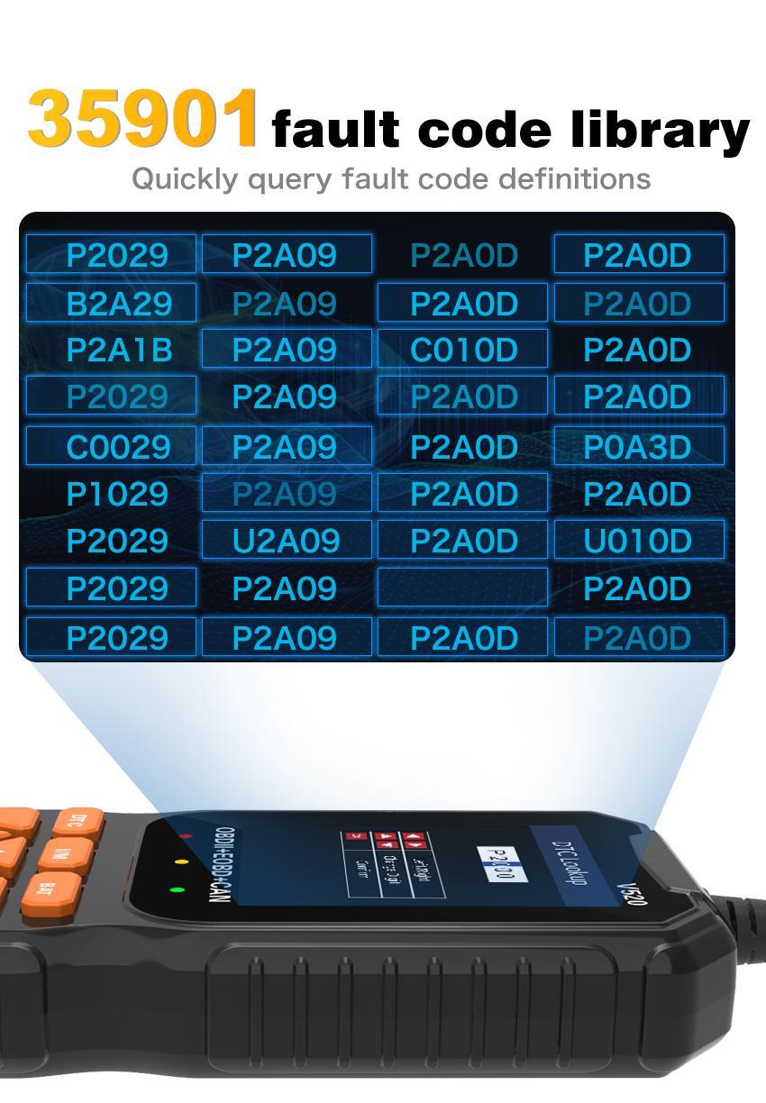 Multilingual automotive OBD2 scanner code reader, professional V520 diagnostic tool, real-time data OBD2 fault detector