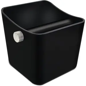 Espresso Knock Box,Large Capacity & Non-Slip Base Coffee Grounds Knock Box,With Removable Shock-Absorbent Knock Bar and Anti-Slip Base.Espresso Machine Accessories (Black)