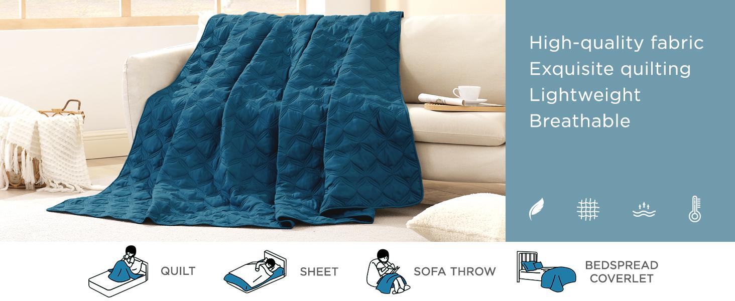 King Size Bedding Set - Teal Lightweight Comforter Bedspreads & Coverlets Turquoise - Bedding Cover Bed All Season - 3 Pieces (1, 2 Pillowcases)