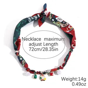 Dopamine-colored silk scarf necklace, light luxury Christmas bow, niche women's designer long necklace