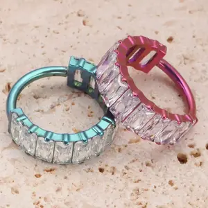 Luxury ASTM F136 Titanium Septum Clicker Hoop | Dazzling Zirconia | 16G Nose, Ear, Helix, Tragus Jewelry