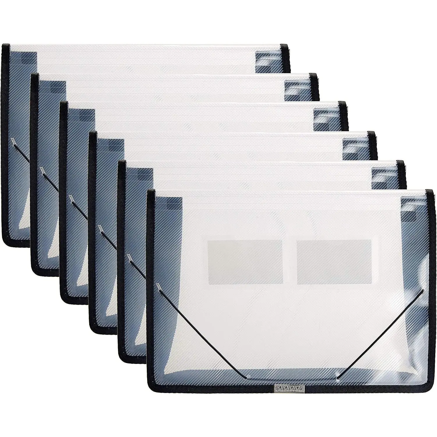 6-Pack Transparent Plastic Expandable File Wallet with Flap & Cord Closure, Letter/A4 Size, 2.8" Expansion, Organizes Docs for School/Office Storage