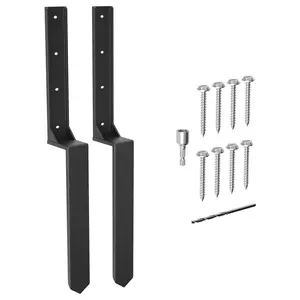 Garvee Heavy Duty Metal Fence Post Repair Kit –Steel Support Stakes for Fast Fixing Broken or Leaning 4x4/6x6 Wood Garden Fencing, No-Dig Installation, Black– Includes Self-Tapping Screws, Socket, Drill Bit