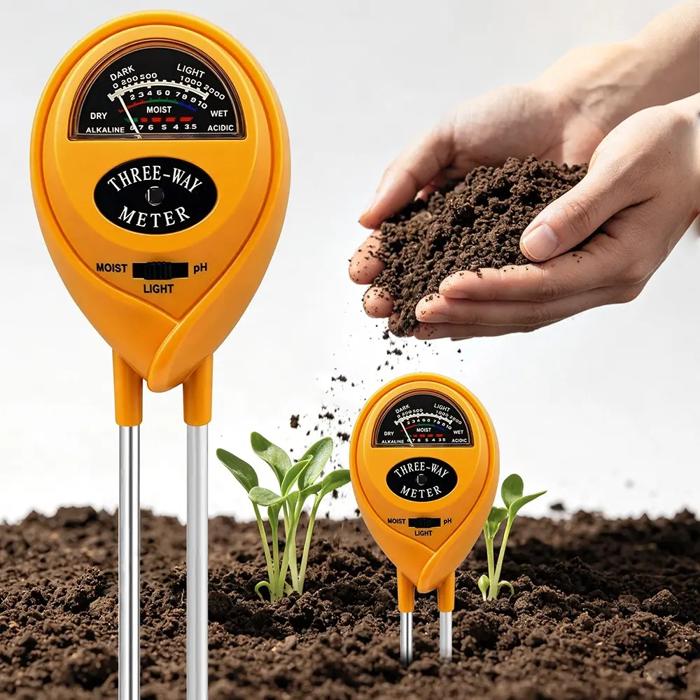 Three-In-One Soil Tester, Moisture Light Ph Meter, High Precision Dual Needle, Essential Gardening Tool for Yard Orchard Farm