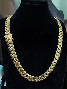 18mm high-quality custom exquisite gift men's necklace, premium solid gold-plated Cuban Chunky Chain, perfect for big parties, hip-hop rap style like rap artists, comes in a beautiful gift box, ideal for gifting