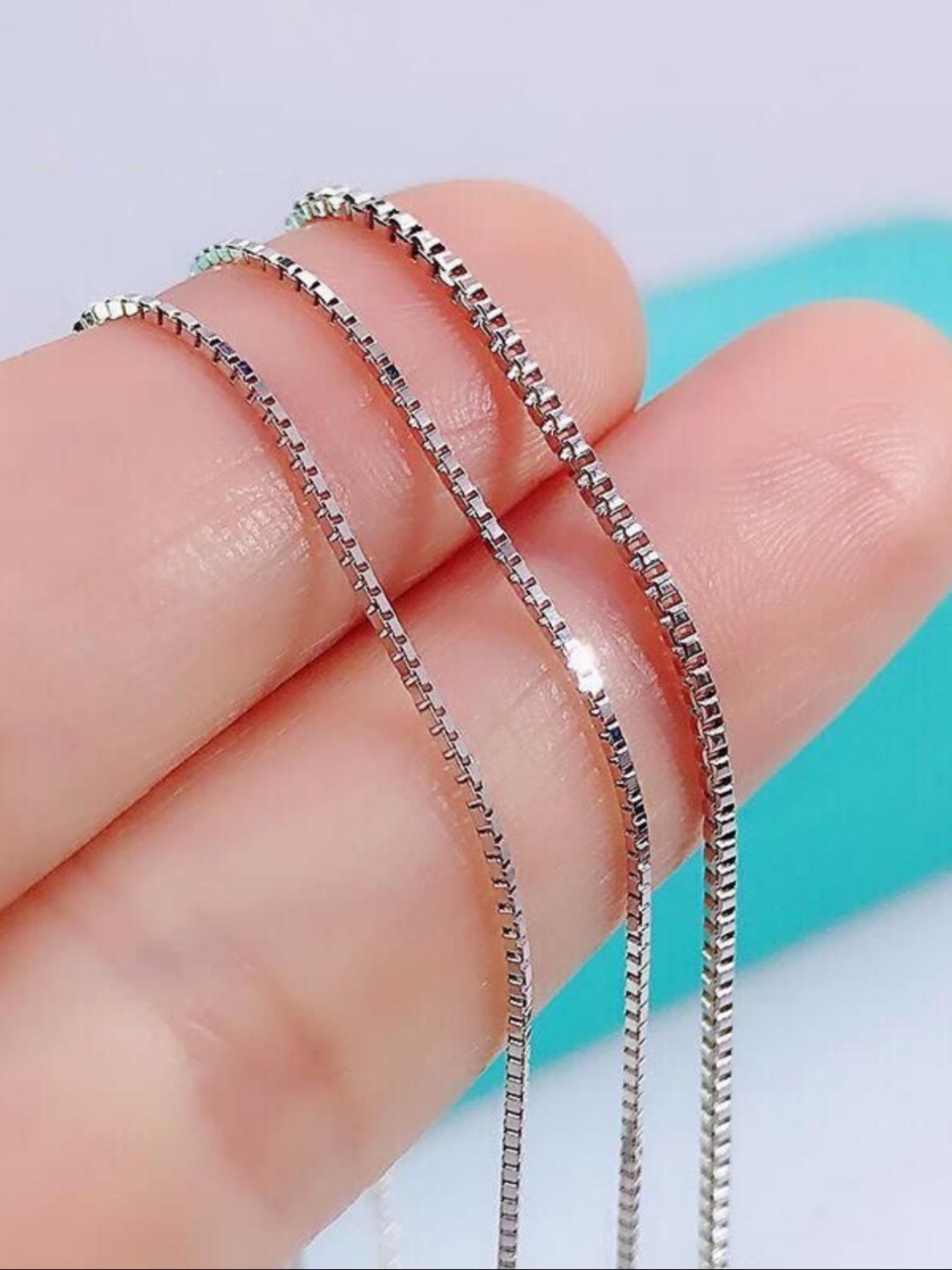 925 Sterling Silver Simple Fashion Box Chain Necklace, Fashion Jewelry for Party, Daily Clothing Decor, Trendy All-match & Exquisite Jewelry for Birthday Gift, Minimalist Necklace, Dainty Necklace