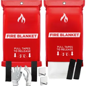 Fire Blanket for  and Kitchen (2-Pack) Fireproof and Fire Suppression Blanket | 40"x40" Fiberglass Fire Blankets for  Safety, Camping, and Office - Fire Retardant Blankets for Fires