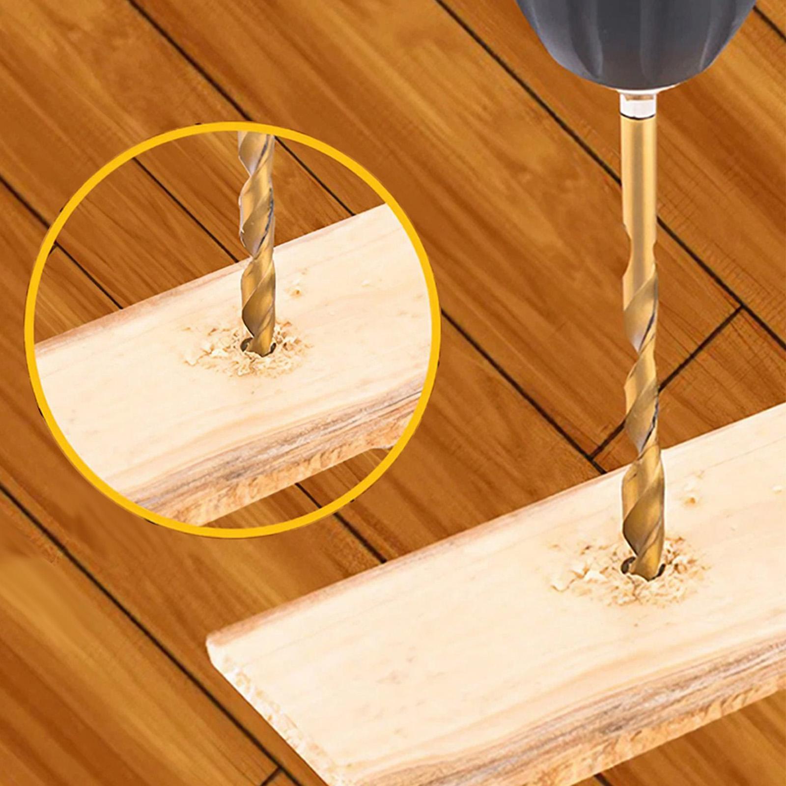 Titanium Coated Twist Drill Bit Set, Hex Shank High Speed Steel Drill Bits 1.5mm-6.5mm Spiral Saw Drill Bit, Quick Change Woodworking Drilling Tool, Gift