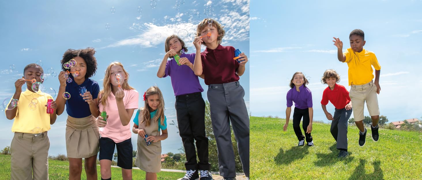 Girls Stretch Bow Pocket Scooter Skirt with Built-In Shorts, Uniform, Adjustable Waist