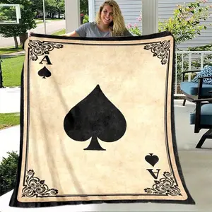Ace of Spades Blanket - Soft Poker-Themed Bedspread Suitable for Sofa, Bed, Travel & Camping |   - Comfortable Throw with Spade Card Print |   Contemporary Bedspread for, Office, Picnic Use |   Multi-