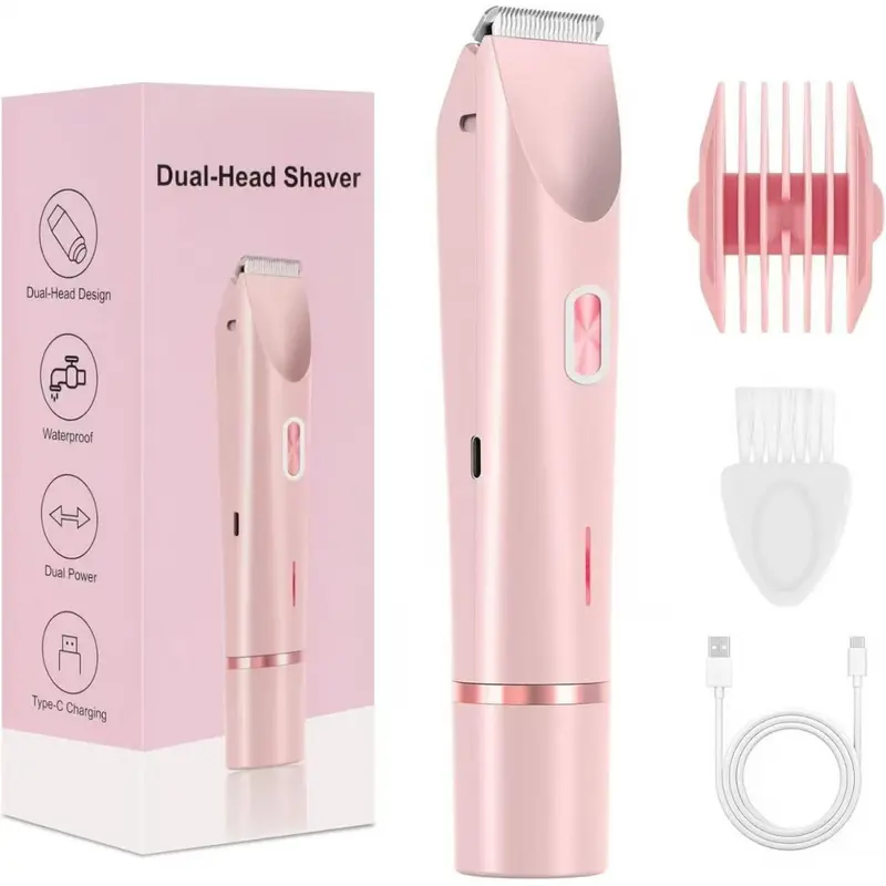Dual-Use Charging Electric Hair Trimming Tool for Ladies, Dual Head Design for Facial & Body Grooming, Cordless Washable Device for Wet & Dry Daily Skin Grooming Supplies
