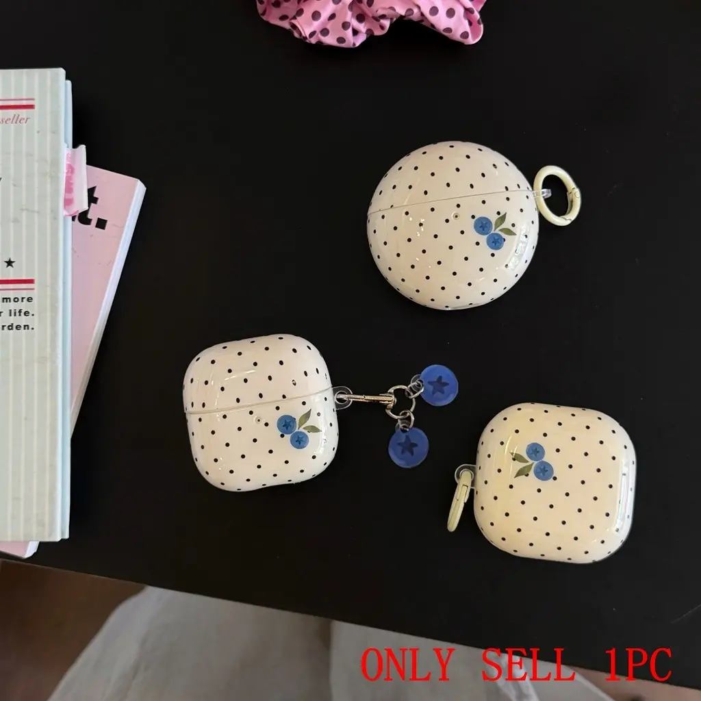 Korean Style Blueberry Earphone Case, Earbud Case, Dust-Proof Scratch-Resistant, Fits Huawei Freebuds, Samsung Buds, Student Couple Earphone Protector