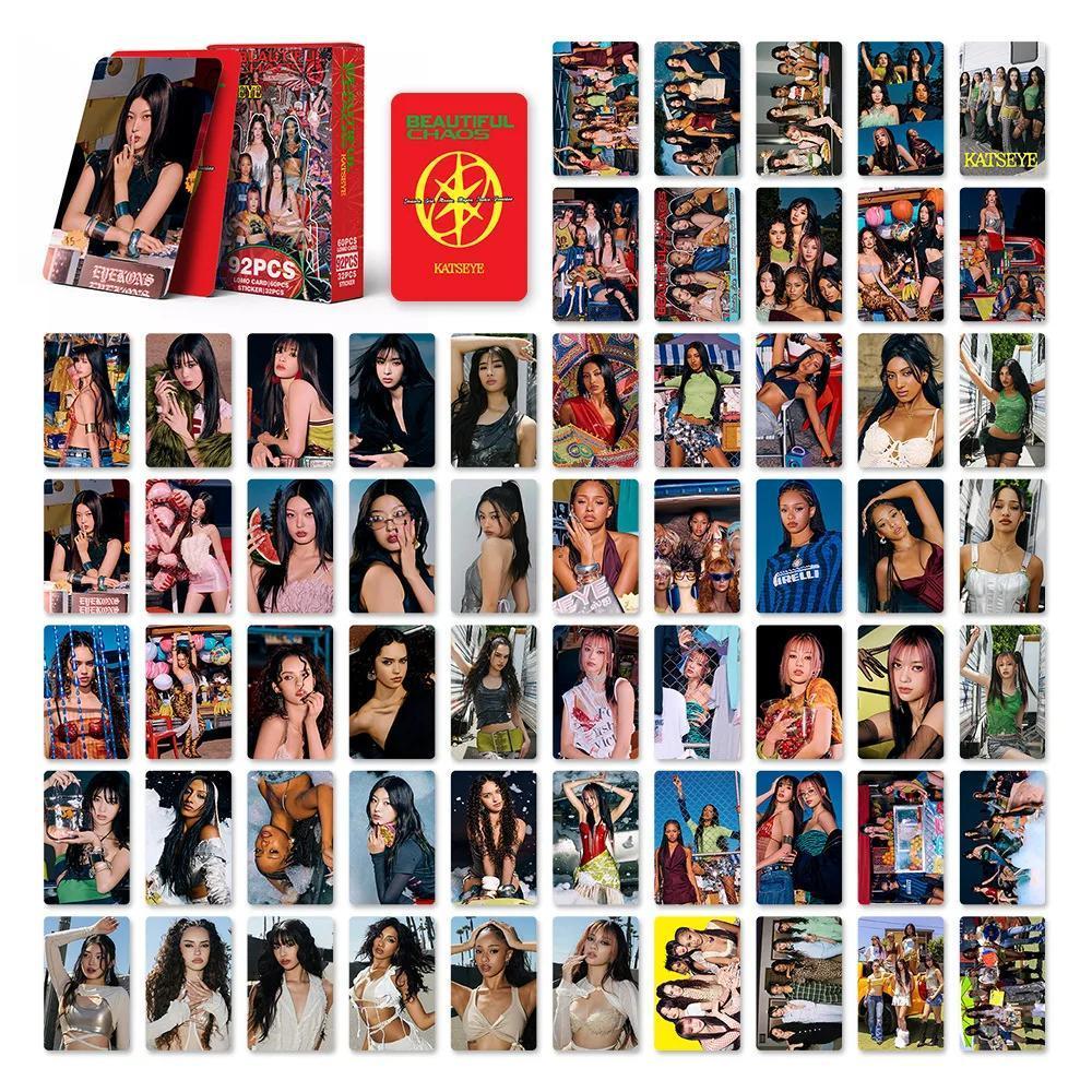 92Pcs/Set Kpop Idol KATSEYE Album Gabriela Lomo Cards LARA DANIELA HD Printd Photocards Stickers MANON MEGAN YOONCHAE Fans Gift