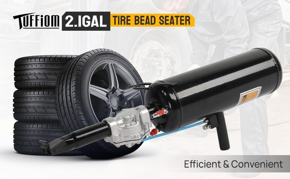 Karlhome 2.1 Gallon Air Tire Bead Blaster Seater w/Pressure Gauge & Handle, Wheel Trigger Seating Tool Inflator Tank for Motorcycle ATV Car, 87-116PSI Operating Pressure, Black