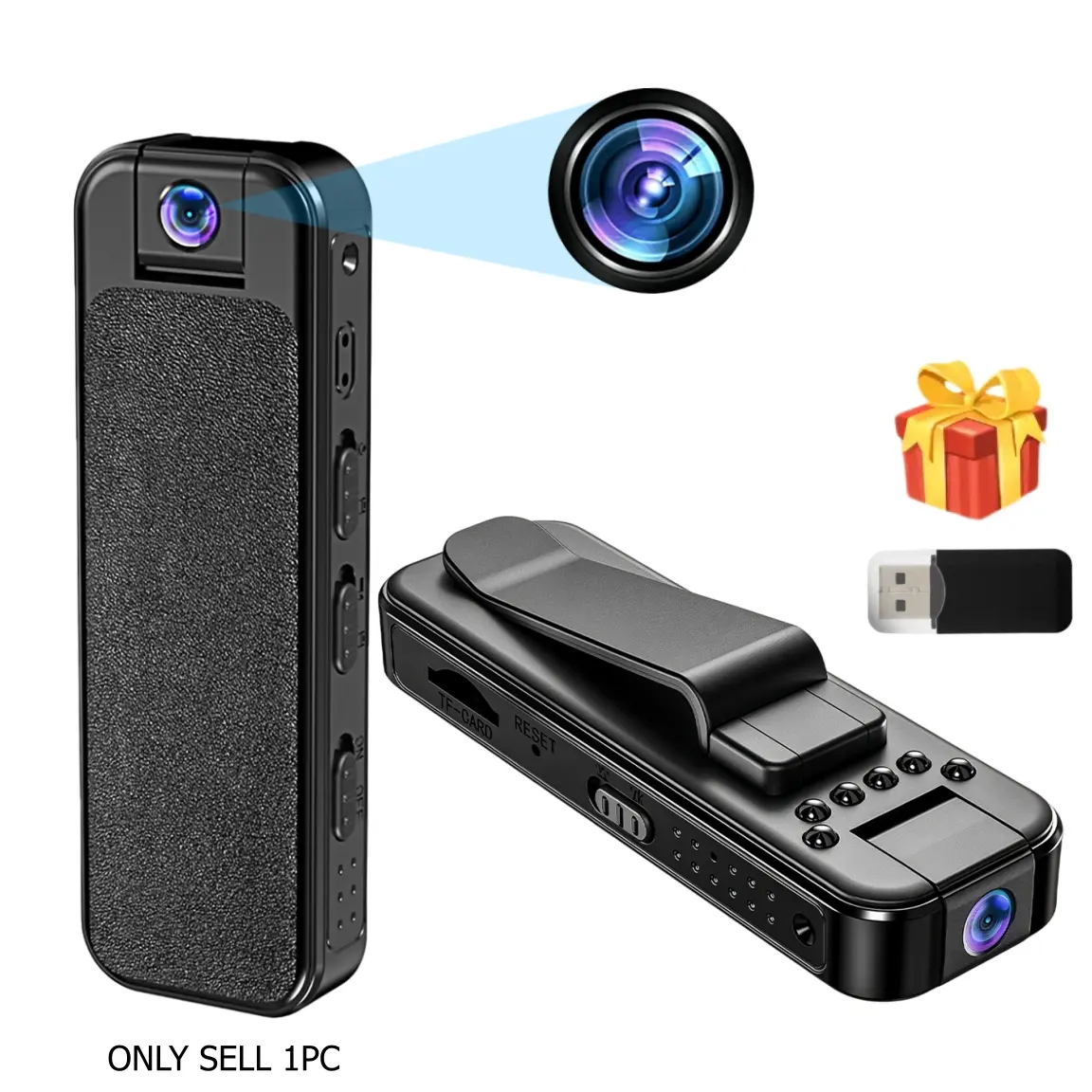 Action Camera, 1080P Wearable Body Camera, Clip-On Portable Design, 180° Rotatable Lens, IR Night Vision, WiFi Connection, Hands-Free Vlog Recorder for Cycling, Hiking & Outdoor Sports