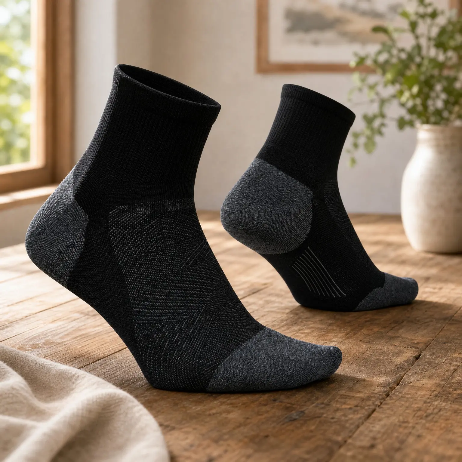 Elite Max Cushion Quarter Running Socks for Men & Women – Targeted Compression, Moisture Wicking(Gift)