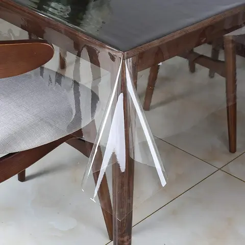 Clear Vinyl Tablecloth Protector /Oil-Proof Rectangle Plastic Transparent Sheet Table Cover 54X102 Inch