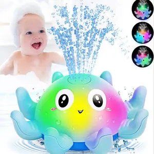 Large Automatic Sensing Water Squirt Octopus Toy with Lights, Unisex Cute Bath Toy for Kids Aged 3+, Baby Glow Shower Toy Gift