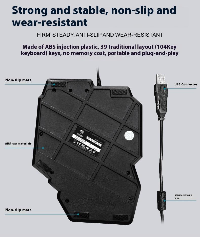 ZRTF F6 Single Mobile Phone Glowing Gaming Keyboard,Supports for Android System, PUBG Keyboard Connect to Mobile Phone King of Glory Left Hand Keyboard  for Android not ios