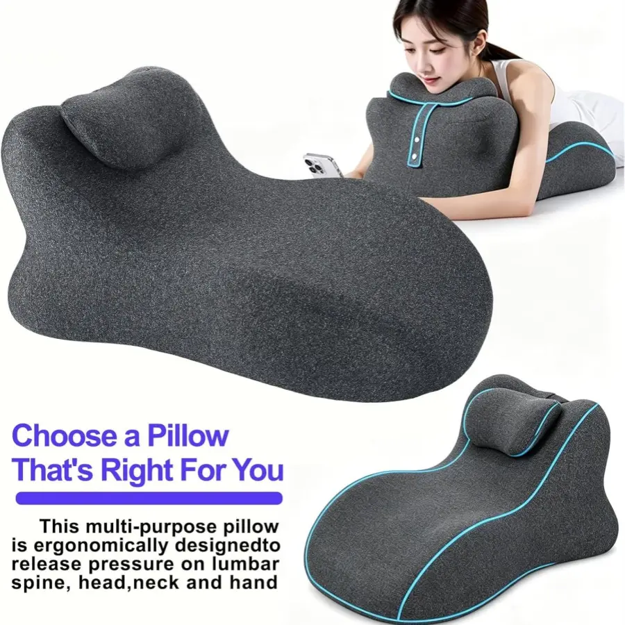 1 fourth generation upgraded hard prone pillow, suitable for sleeping on your stomach, reading on your phone, and practicing yoga at home. The wedge-shaped leg support design provides intimate support and is suitable for home use