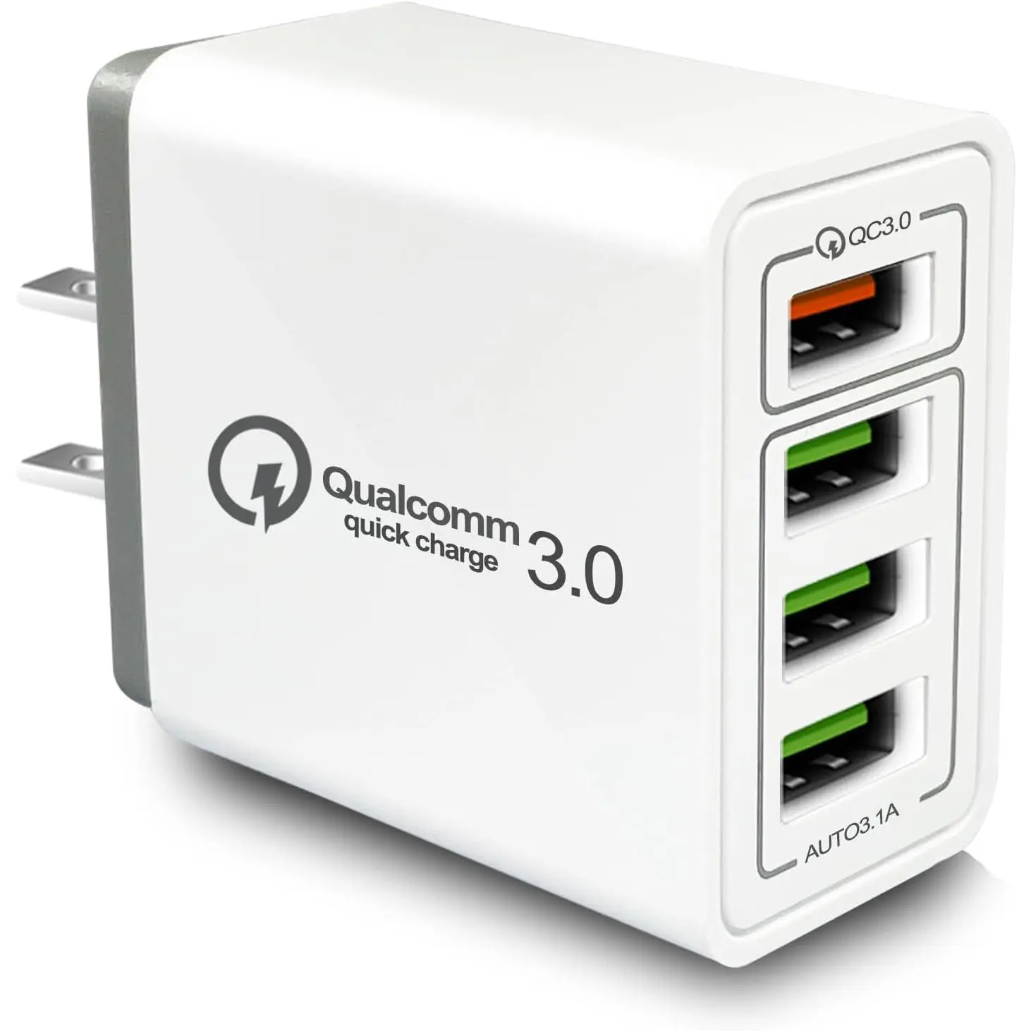 USB Charger 40W Quick Charge 3.0,  5V/3.1A 4 Port   Block [with LED Light] Wall Charger Plug Cube for Galaxy/Note/,  17 16 15 14 13 12 11 X 8, iPad, , ,