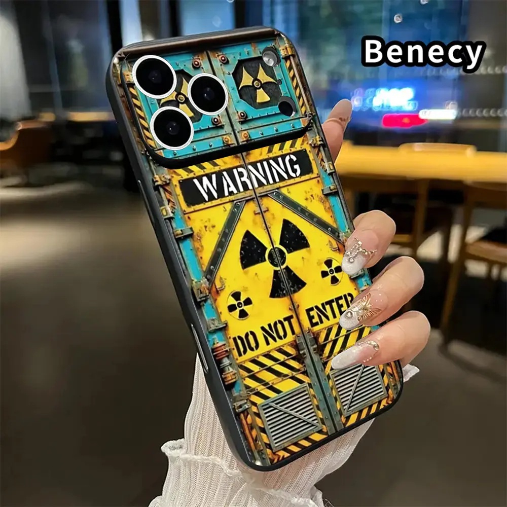 Nuclear Radiation Warning Rusty Industrial Door Smartphone Casing, Shockproof Anti-Drop Handheld Cellphone Case for iPhone 17Air 16Pro Max 15 14 13 12 11Pro Plus Samsung Galaxy S21-S26 Plus Ultra FE, Stylish Designer Gift for Devices, Protection