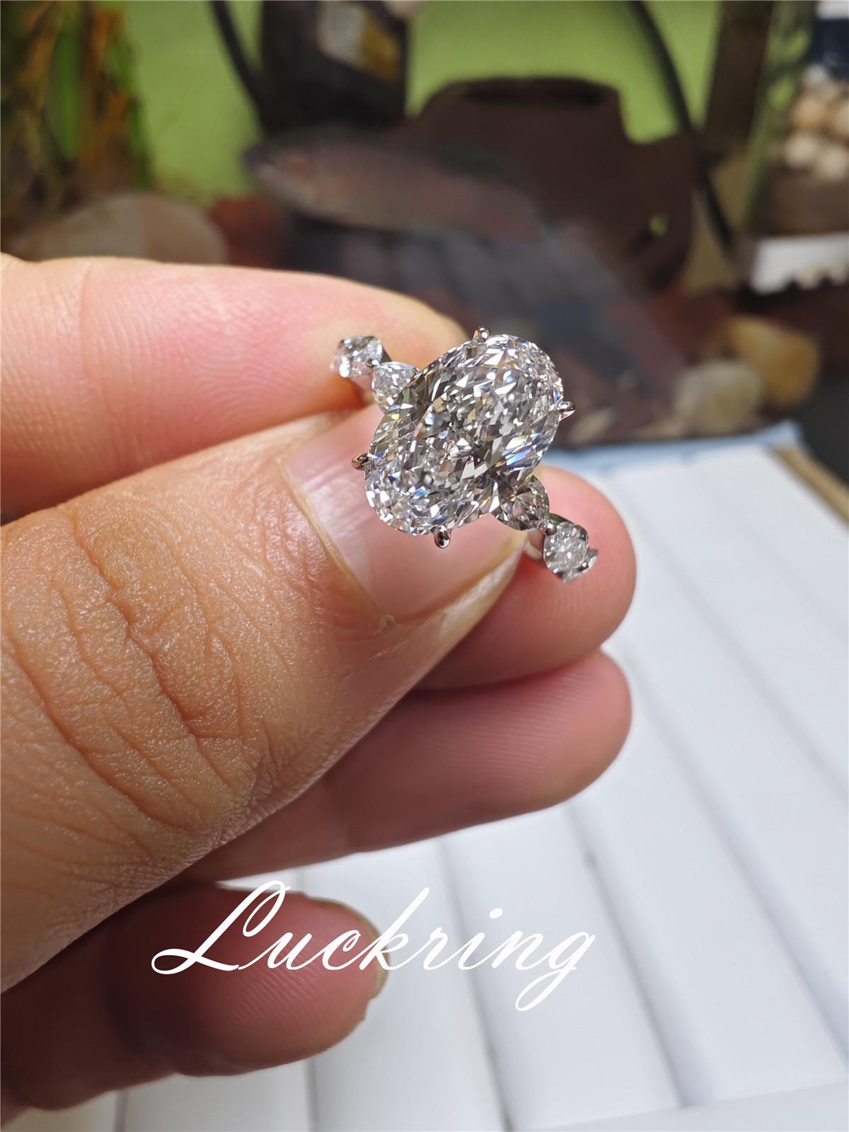 10K Solid Real gold Lab grown Diamond 4CT Oval IGI Diamond Ring Engagement ring Female MARQUISE 18K yellow gold wedding ring