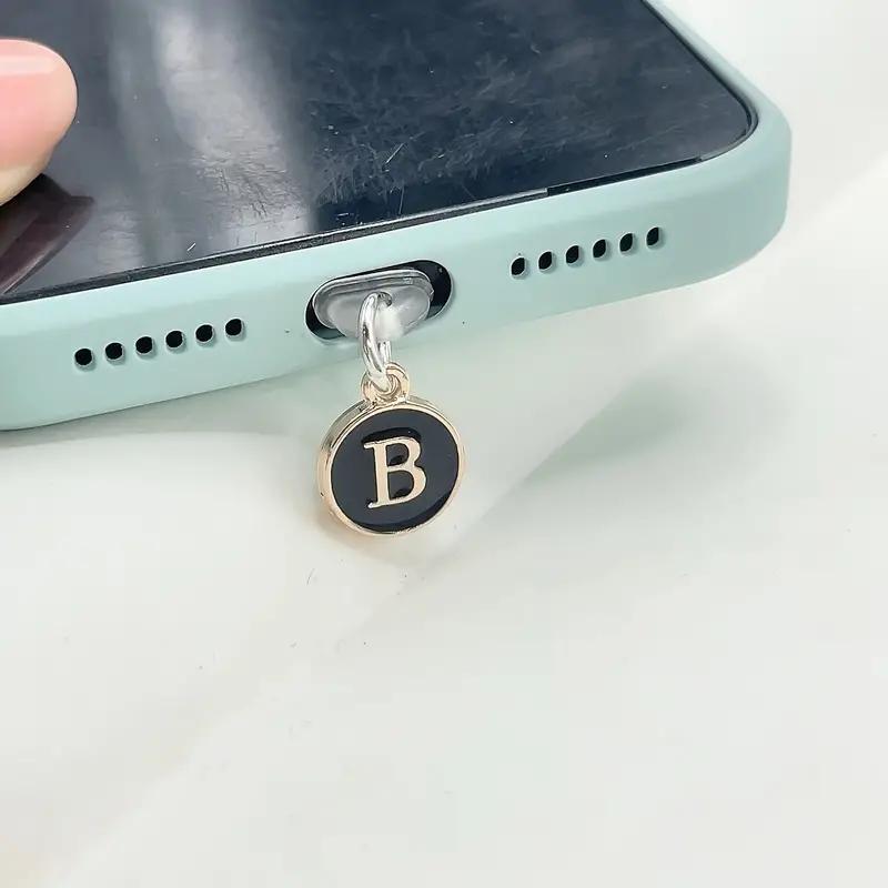 Creative Letter Design Dust Plug Phone Charm, 2 Counts Aluminum Alloy Phone Charge Port Anti Dust Plug, Fashion Durable Mobile Phone Decoration Accessories for Women & Girls, Cellphone, Phone Lanyard, Smartphone Accessories