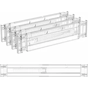 4 Pack 3.2 Inch Shallow Acrylic Drawer Dividers for Clothes,Expandable Deep Dresser Dividers From 15 to 21'',Adjustable Drawer Separators for Dresser,Nursery and Baby Clothing,Sock,Underwear