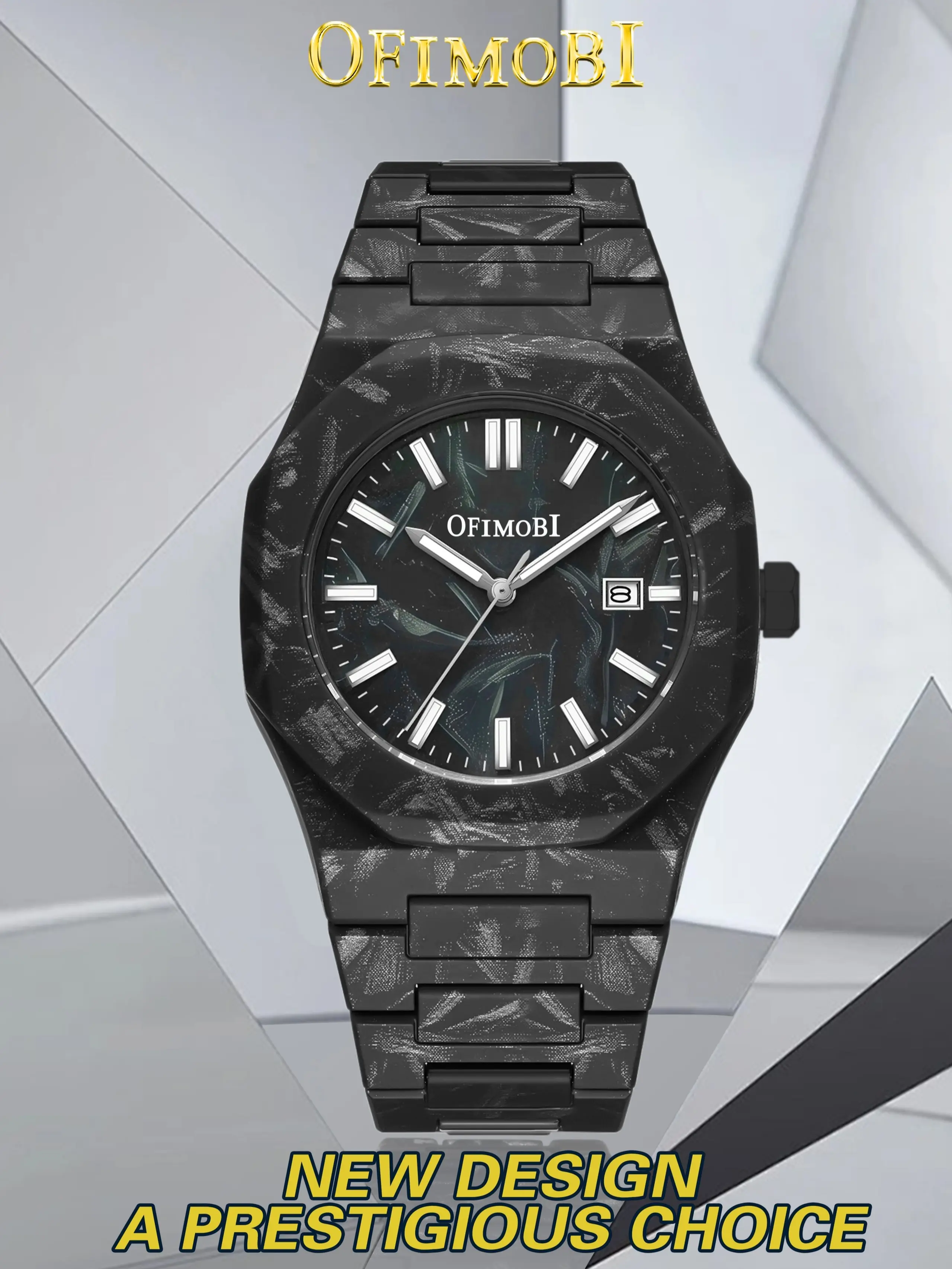 OFIMOBI Marble Vein Design Men's Quartz Watch Plastic Strap Life Waterproof Casual Fashion Men's Watch
