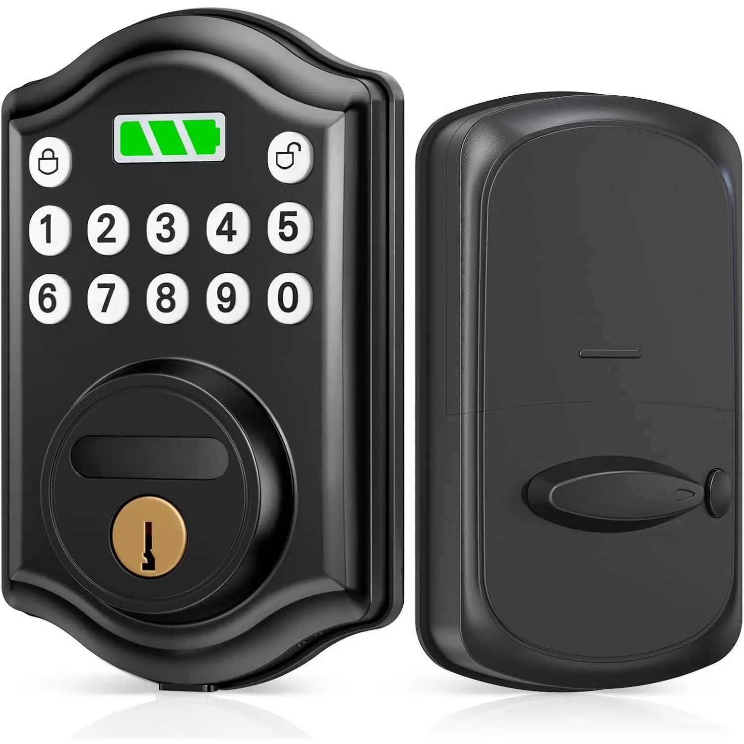 Matte Black DS10 Mini Alloy Modern Smart Door Lock with Keypad Deadbolt - Auto-Lock, Code Access, Weatherproof, Easy Installation for Front Doors, Modern Smart Door Locks