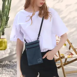 Grid fashion trend anti-theft swipe card bag passport bag multi-compartment outdoor travel walking certificate mobile phone bag