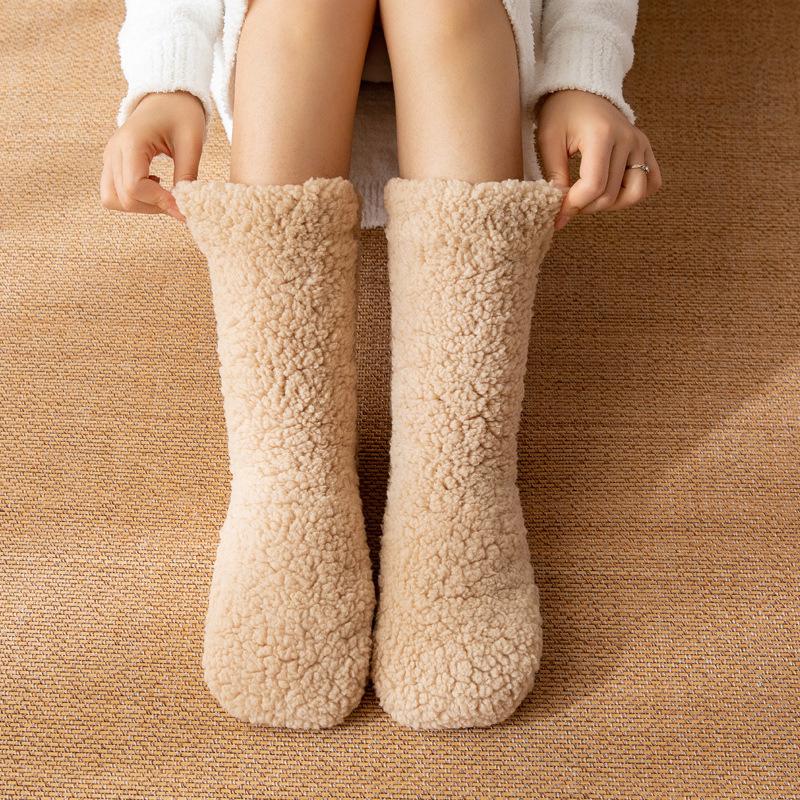 1pair Thickened Winter Woven Thermal Cashmere Floor Socks Solid Color Velvet Carpet Sleep Socks Anti Slip Floor Slipper Sock 1pair Thickened Winter Woven Thermal Cashmere Floor Socks Solid Color Velvet Carpet Sleep Socks Anti Slip Floor Slipper Sock