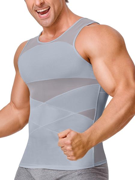 Men's Slimming Shirts, High Elastic Mesh Fabric, Strengthened Waist & Chest, Skin-Friendly Breathable Seamless Outerwear Stretch Tank Tops dailydrip comfyessentials menfashion tiktokshopbacktoschool tiktokshopblackfriday mensunderwearreview halloween