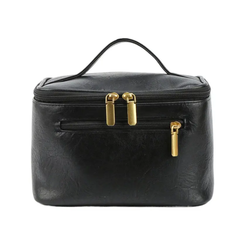 Fashionable Waterproof PU Leather Makeup Bag, Lightweight Multi-Functional Travel Organizer, Large Capacity Beauty Storage Box